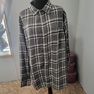 Tory Burch Men's Charcoal and White Checkered Shirt